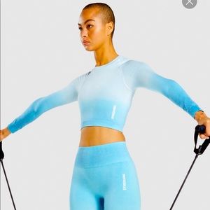 Large Ombré Gymshark Seamless Long Sleeve Crop Top